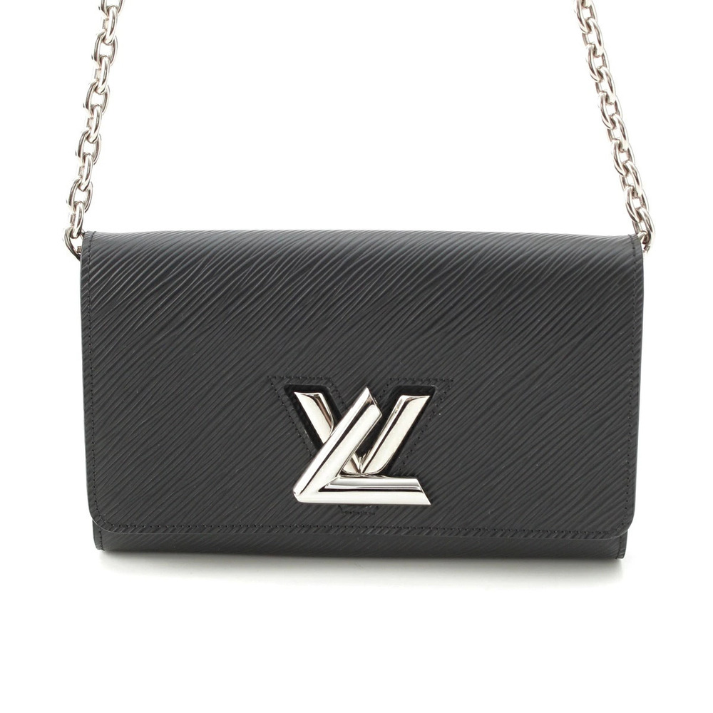 Louis Vuitton Epi Portefeuille Twist Chain Wallet Shoulder Bag Black